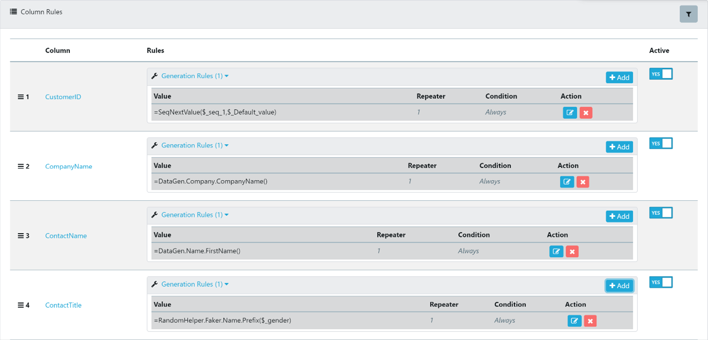 Synthetic Test Data Generation Configuration in Test Data Automation