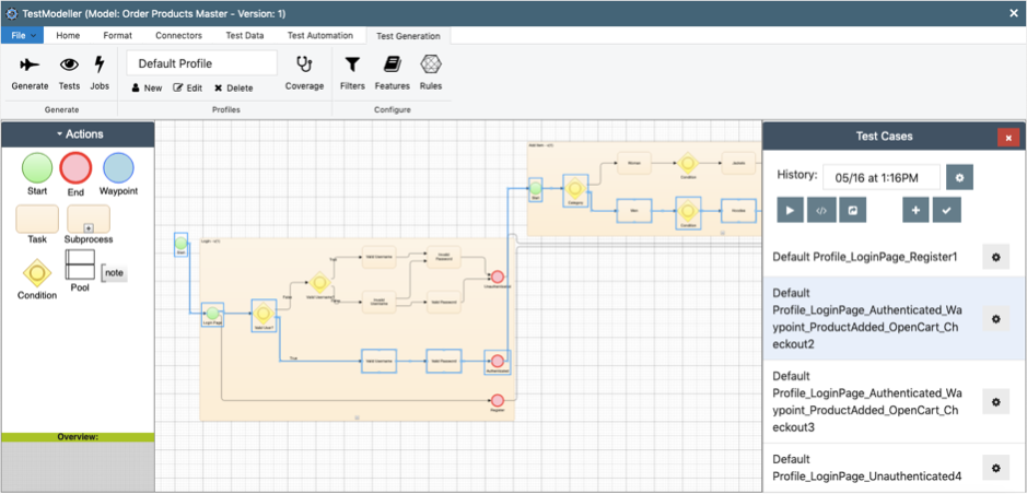 End-to-end test generation with model-based testing