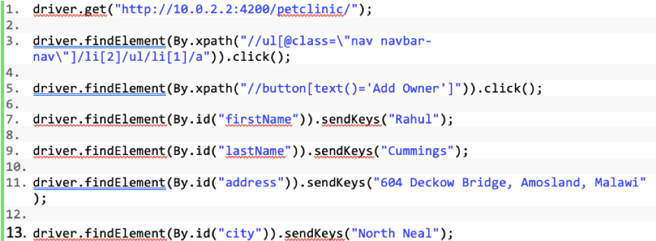 A Java test automation script using Page Object Model