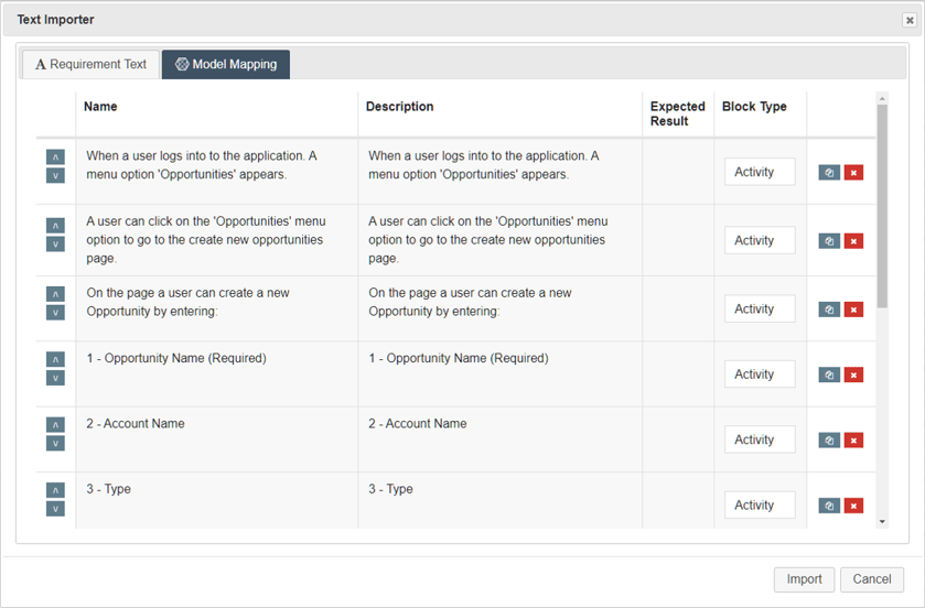 Requirements Driven Test Automation Rich Text-User Story Importer