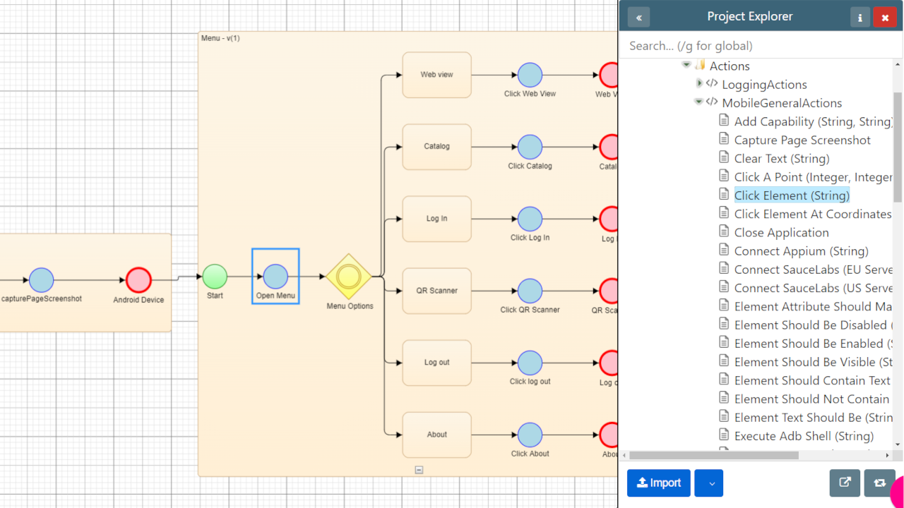 Reusable libraries of mobile test automation