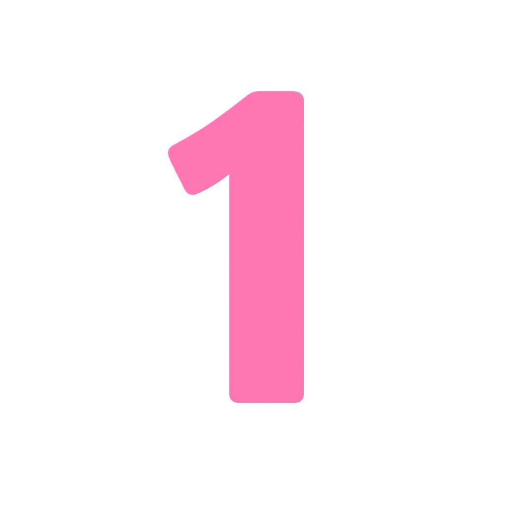Pink Number 1 on Transparent Background-2