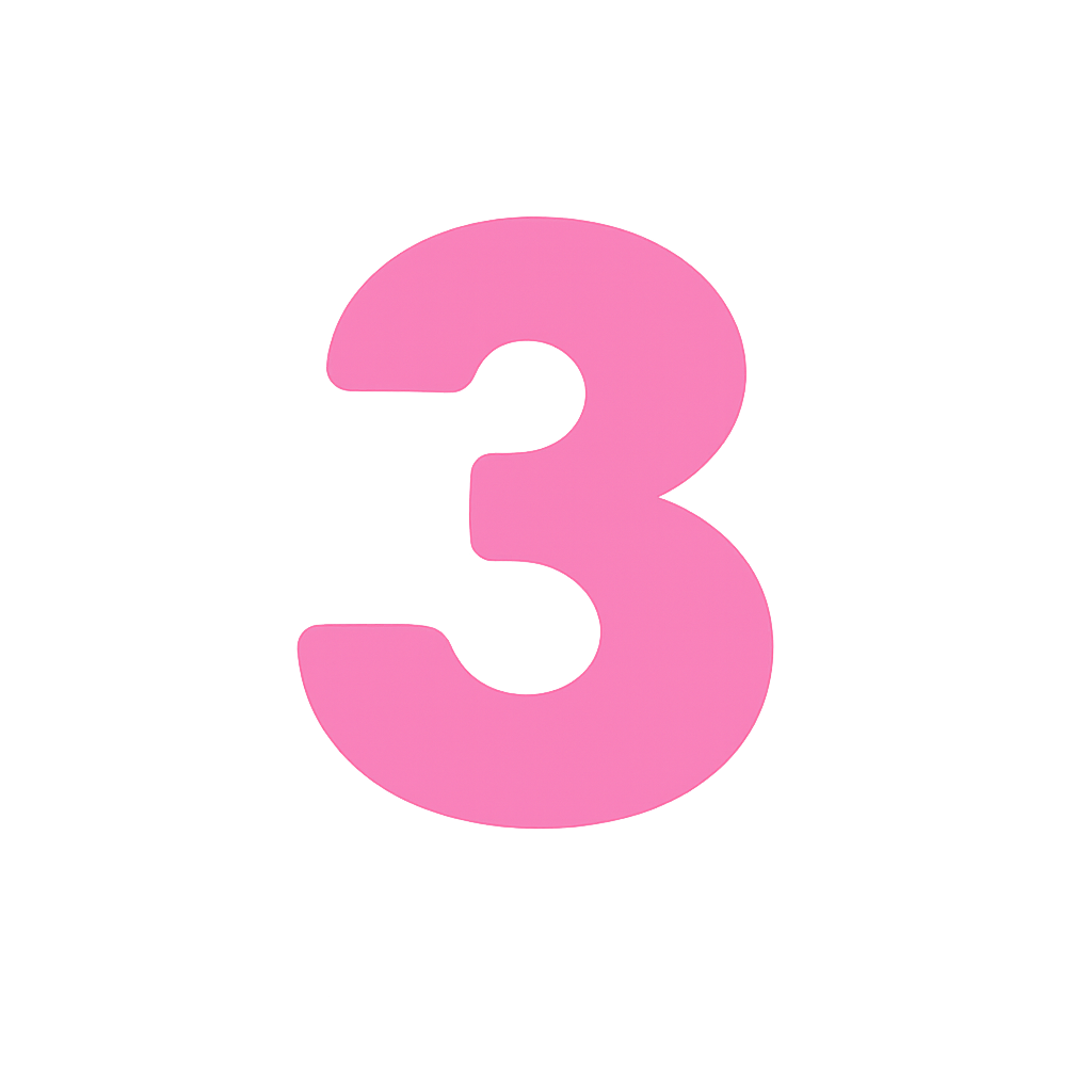 Pink Number 3 on Transparent Background-1