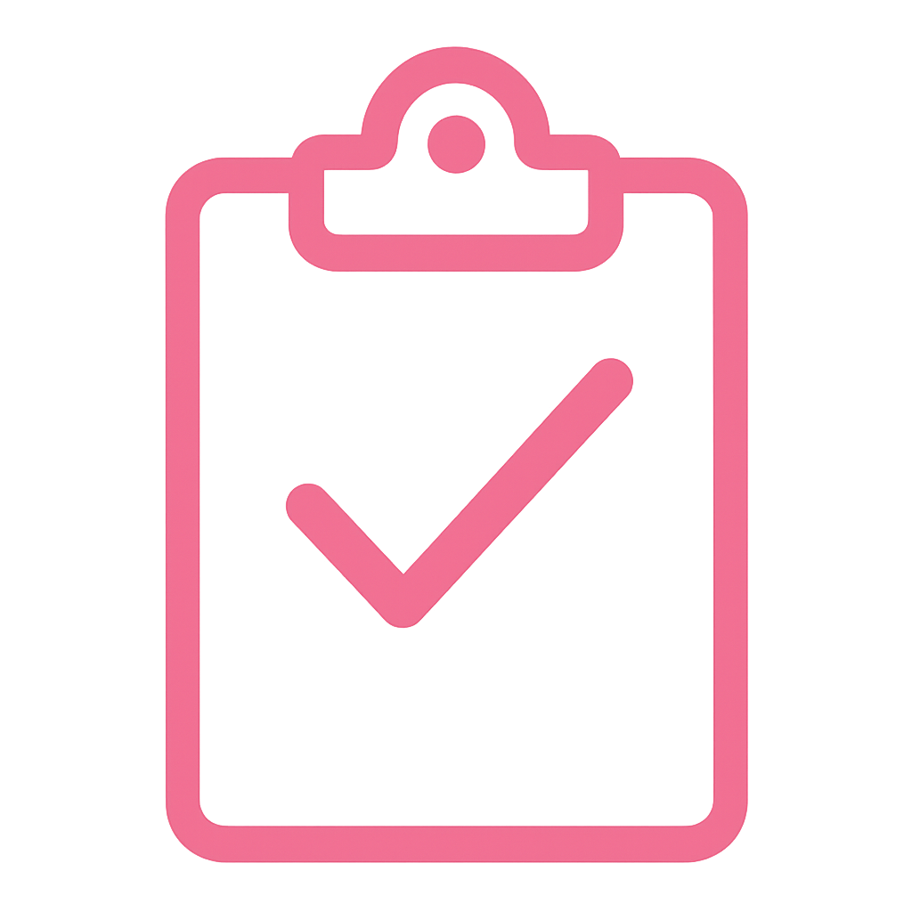 clipboard with check in pink with transparent background-1