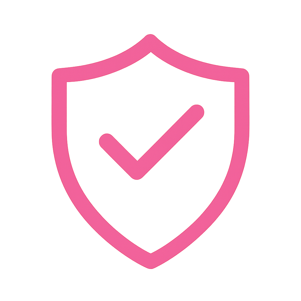 shield with a tick in the middle pink icon transparent background-1
