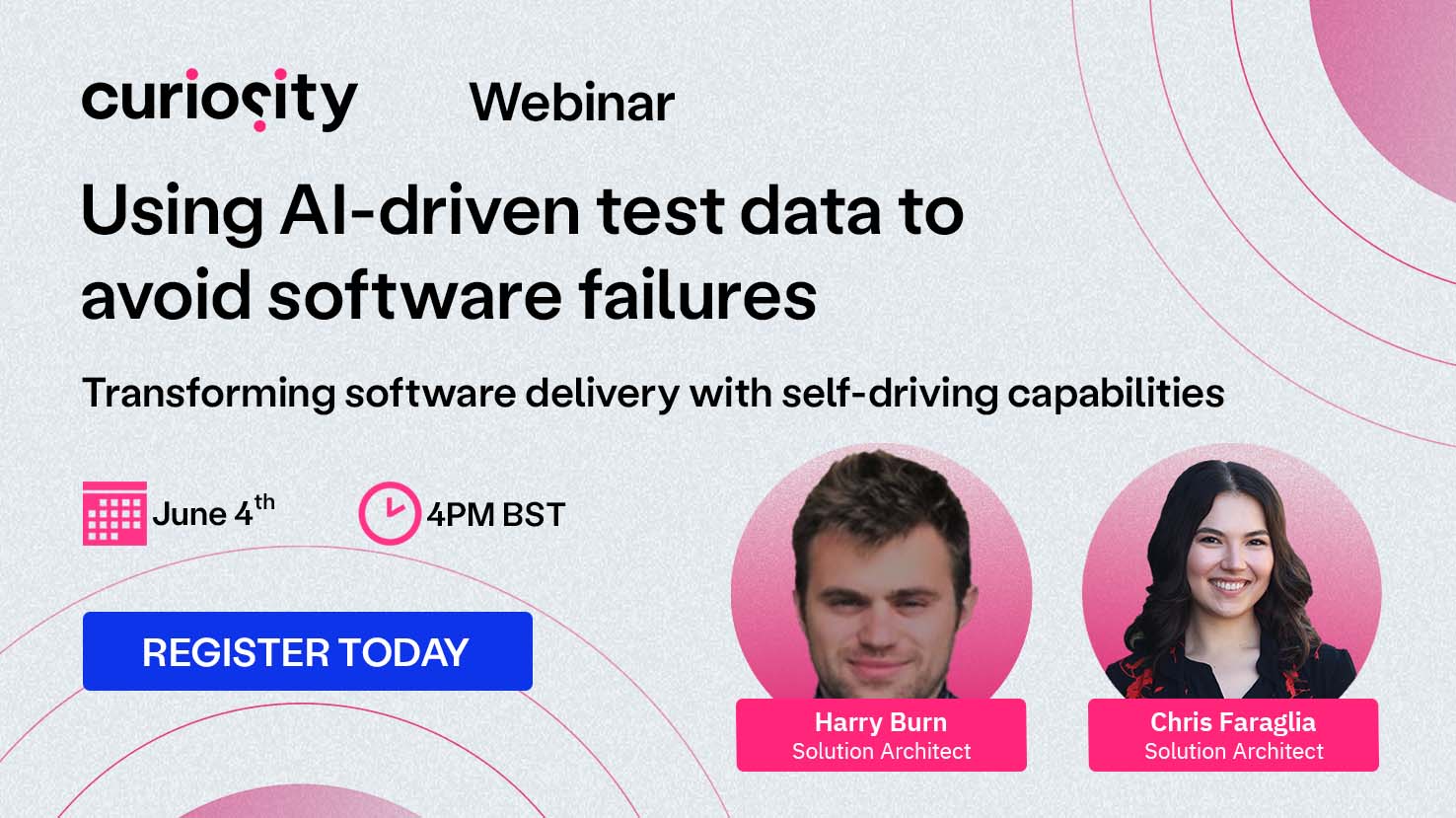 Using AI-driven test data to avoid software failures - Curiosity Webinar - Header Image